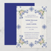 ブルーフォルクタイルの結婚式 招待状 (正面/裏面)