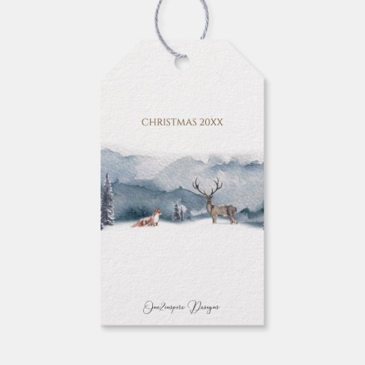 ブルーフォレストとキツネ、世界への喜び、休日 ギフトタグ (裏面)