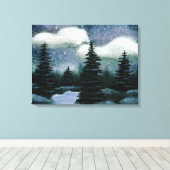ブルーフォレストオイル絵画かわいらし夕べ風景 キャンバスプリント (インサイチュ (ウッドフロア))