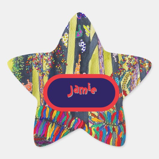 ブルーフォレストカラフル及びおもしろいパーティー紙プレート 星シール (正面)