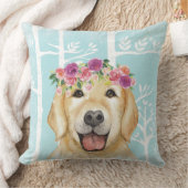 ブルーフォレストドッグレトリバーのハッピーフラワーアニマル クッション (ブランケット)