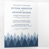 ブルーフォレストレンジウッドランド結婚ズスイート 三つ折り招待状 (内部最初)