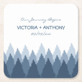 ブルーフォレストレンジウッドランド結婚ズ スクエアペーパーコースター (正面)