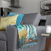 ブルーフォレスト小さな女の子 フリースブランケット