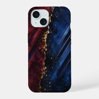 ブルーフォンケース バーガンディフォンケース 抽象的な携帯ケース iPhone 15ケース
