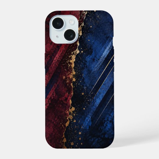 ブルーフォンケース バーガンディフォンケース 抽象的な携帯ケース iPhone 15ケース (裏面)