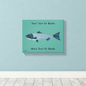 ブルーフォークアートトラウト/サーモン キャンバスプリント (インサイチュ (ウッドフロア))