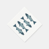 ブルーフォークアートトラウト/サーモン スタンダードカクテルナプキン (角)