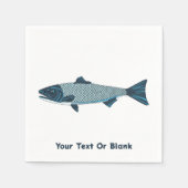 ブルーフォークアートトラウト/サーモン スタンダードカクテルナプキン (正面)