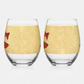 ブルーフォークアートトラウト/サーモン ステムなしワイングラス (左)