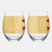 ブルーフォークアートトラウト/サーモン ステムなしワイングラス (右)