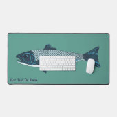 ブルーフォークアートトラウト/サーモン デスクマット (キーボード&マウス)
