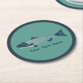 ブルーフォークアートトラウト/サーモン ラウンドペーパーコースター (アングル)