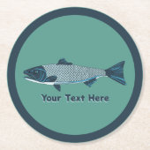 ブルーフォークアートトラウト/サーモン ラウンドペーパーコースター (正面)