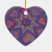 ブルーフォークアートハートオーナメント セラミックオーナメント (裏面)