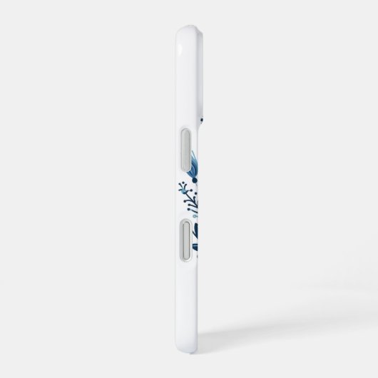 ブルーフォークフローラルパターン iPhone 16ケース (右側面)