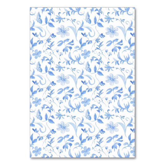 ブルーフォークフローラ磁器エレガント庭園の結婚式 テーブルナンバー (裏面)