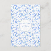 ブルーフォークフローラ結婚磁器のメニューカード エンクロージャーカード (裏面)