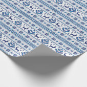 ブルーフォークモティーフのオーナメントがクリスマスを飾る ラッピングペーパー (角)