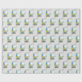 ブルーフォークリフトトラックアートパターン ラッピングペーパー (フラット)