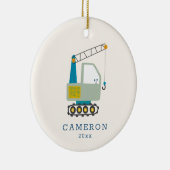 ブルーフォークリフトトラックアートパーソナライズされた名 セラミックオーナメント (右)