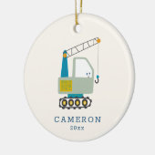 ブルーフォークリフトトラックアートパーソナライズされた名 セラミックオーナメント (左)