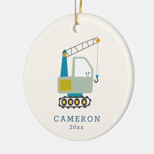 ブルーフォークリフトトラックアートパーソナライズされた名 セラミックオーナメント (左)