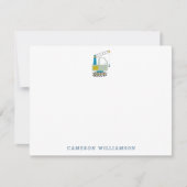 ブルーフォークリフトトラックアートパーソナライズされた文房具 サンキューカード (正面)