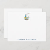 ブルーフォークリフトトラックアートパーソナライズされた文房具 サンキューカード (正面/裏面)