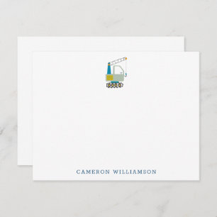 ブルーフォークリフトトラックアートパーソナライズされた文房具 サンキューカード