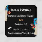 ブルーフクロウとブックサブ先生カー連絡ド スクエア名刺 (裏面)