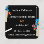 ブルーフクロウとリンゴ教育者カ連絡ード スクエア名刺 (裏面)