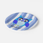 ブルーフクロウの子ども漫画イラストレーション ペーパープレート (アングル)