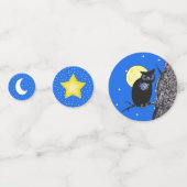 ブルーフクロウの木に黒いフクロウ星ムーンブルー コンフェッティ (正面)