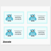 ブルーフクロウの本のラベルシール |学校用品 長方形シール (シート)