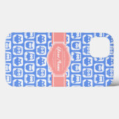 ブルーフクロウパーソナライズされたサンゴ名 Case-Mate iPhoneケース (裏面 (横))