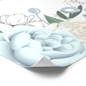 ブルーフクロウフローラベビーシャワー歓迎サイン ポスター (角)