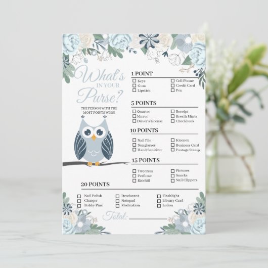 ブルーフクロウフローラ財布の中に何が入ってるか 招待状 (スタンド正面)