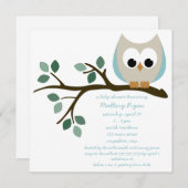 ブルーフクロウベビーシャワー招待状 招待状 (正面/裏面)