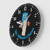 ブルーフクロウ先生教室ブラックウォールクロック ラージ壁時計 (傾斜)