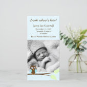 ブルーフクロウ写真誕生のお知らせ 案内状 (スタンド正面)