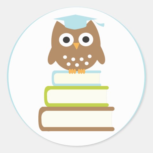 ブルーフクロウ卒業封筒用シール ラウンドシール (正面)