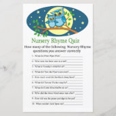 ブルーフクロウ子供部屋韻クイズベビーシャワーゲーム (正面)