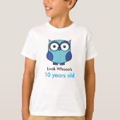 ブルーフクロウ誕生日(年齢あり) パーソナライズされた Tシャツ (正面)