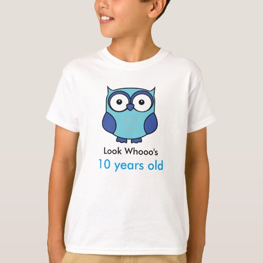 ブルーフクロウ誕生日(年齢あり) パーソナライズされた Tシャツ (正面)