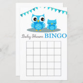 ブルーフクロウ赤ちゃんシャワービンゴカード (正面/裏面)