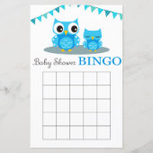 ブルーフクロウ赤ちゃんシャワービンゴカード (正面)