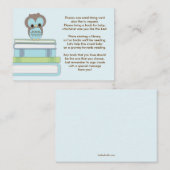 ブルーフクロウ赤ちゃんシャワーブック挿入リクエストカード エンクロージャーカード (正面/裏面)