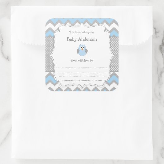 ブルーフクロウ赤ちゃんシャワーブック スクエアシール (バッグ)