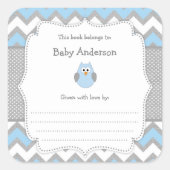 ブルーフクロウ赤ちゃんシャワーブック スクエアシール (正面)